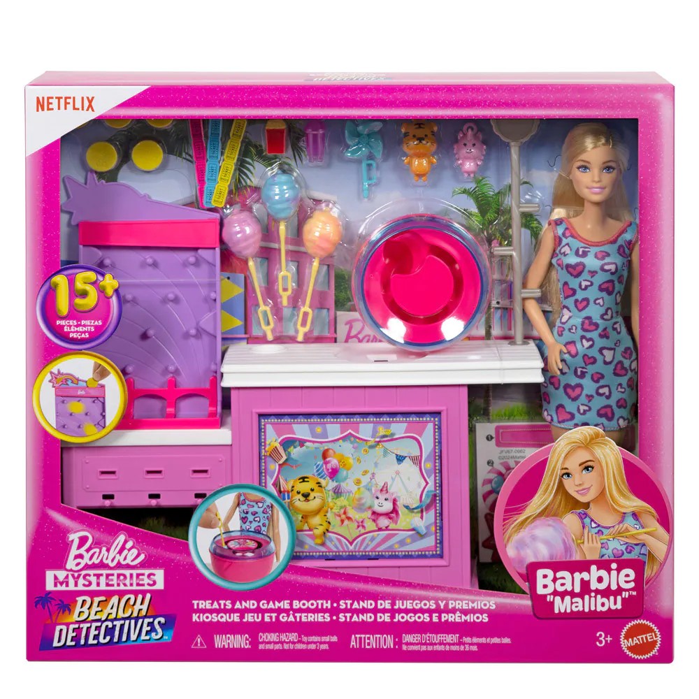 Set de joaca si papusa Barbie Mysteries Beach Detectives 15 piese - poza 2