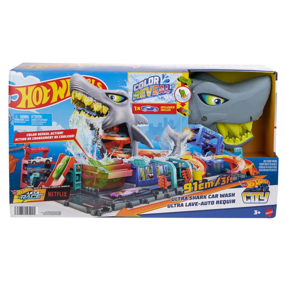 Set de joaca Spalatoria Hot Wheels Ultra Shark Color Reveal 91 cm - poza 2