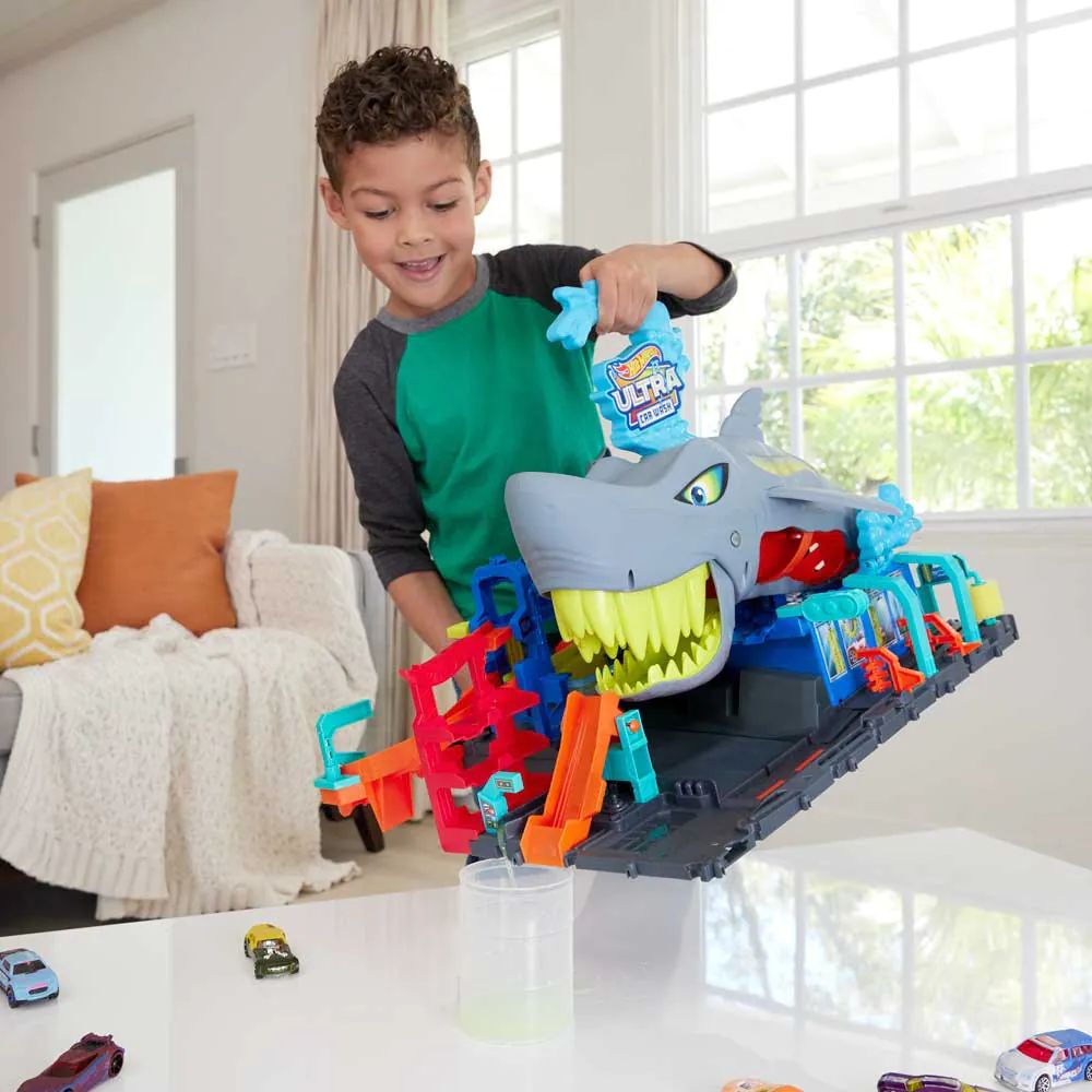 Set de joaca Spalatoria Hot Wheels Ultra Shark Color Reveal 91 cm - poza 3