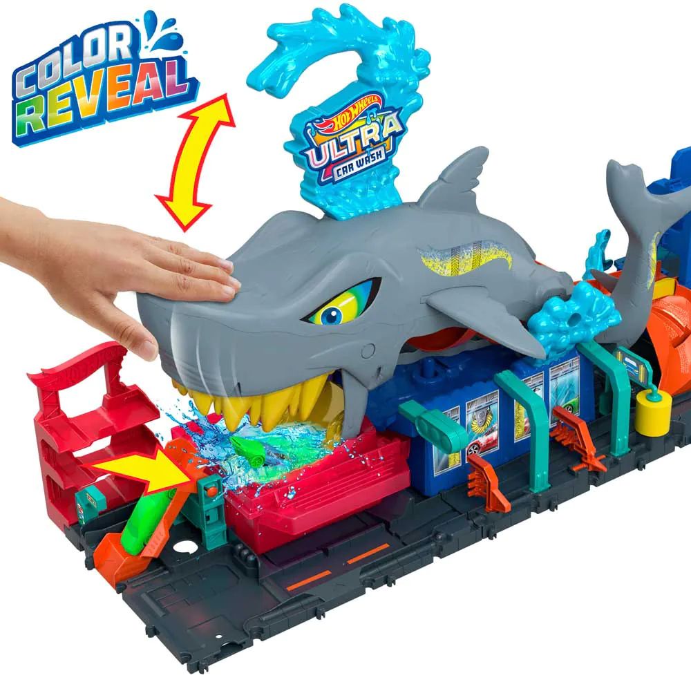Set de joaca Spalatoria Hot Wheels Ultra Shark Color Reveal 91 cm - poza 5