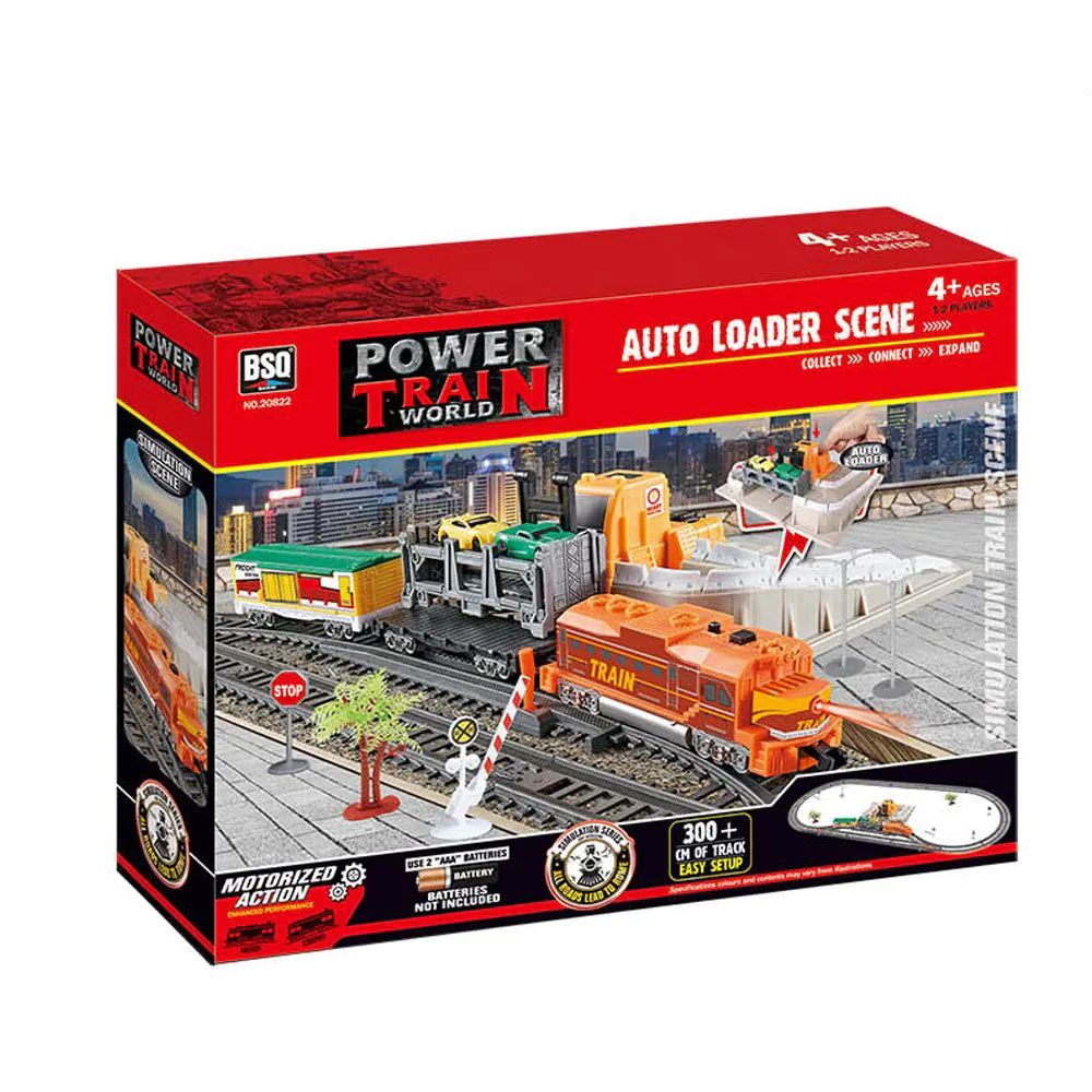 Set de joaca tren cu vagon transportator auto 300 cm Power Train World - poza 2