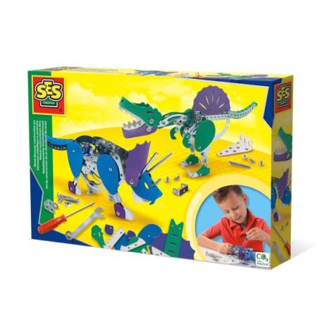 Set de jucarie pentru copii de construit dinozauri din metal - poza 1