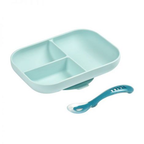 Set de masa silicon Beaba 2 piese Bleu - poza 4