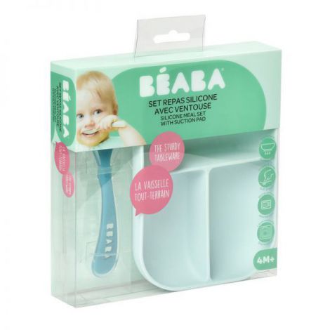 Set de masa silicon Beaba 2 piese Bleu - poza 5