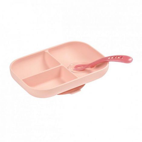 Set de masa silicon Beaba 2 piese - Roz - poza 1