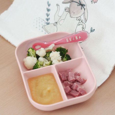 Set de masa silicon Beaba 2 piese - Roz - poza 4