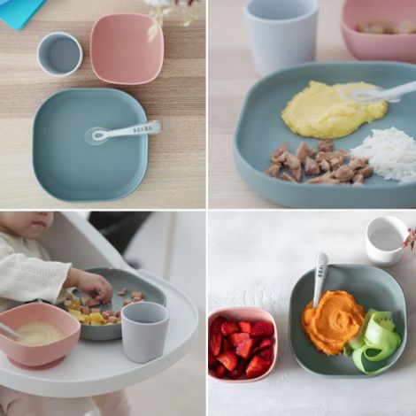 Set de masa silicon Beaba 4 piese Eucalyptus - poza 3