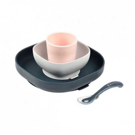 Set de masa silicon Beaba 4 piese Night Blue - poza 1