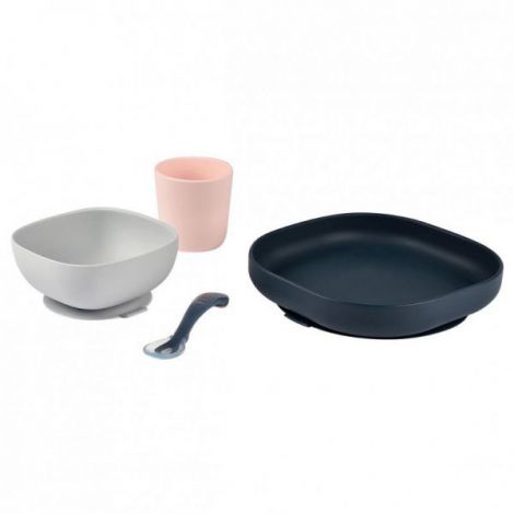 Set de masa silicon Beaba 4 piese Night Blue - poza 2