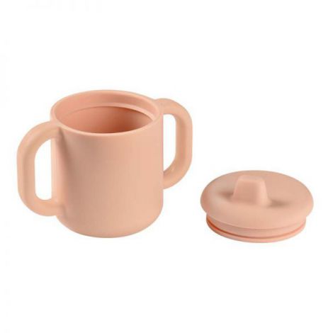 Set de masa silicon cu cana Beaba Old Pink - poza 3