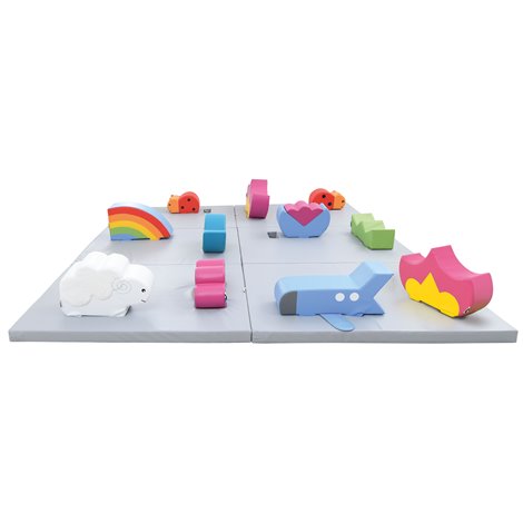 Set de motricitate din spuma cu saltele si elemente detasabile, Leon, 3 x3 m, cresa si gradinita - poza 1