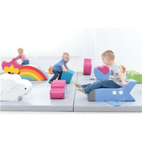 Set de motricitate din spuma cu saltele si elemente detasabile, Leon, 3 x3 m, cresa si gradinita - poza 2