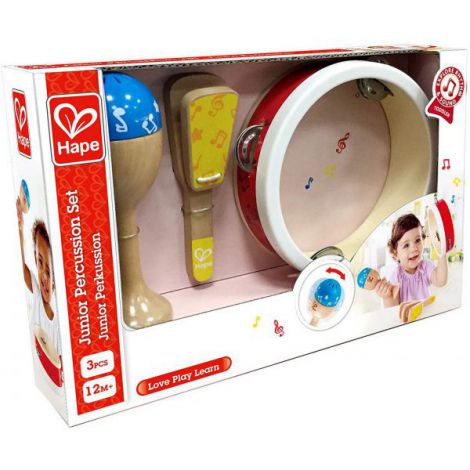 Set De Percutie Junior cu tamburina, maraca si clapeta, 12 luni+, Hape E0615 - poza 2
