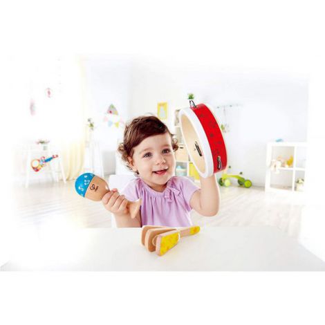 Set De Percutie Junior cu tamburina, maraca si clapeta, 12 luni+, Hape E0615 - poza 4