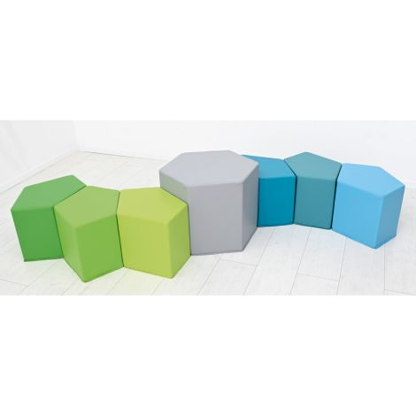 Set de pufuri LO1 masa si scaune, nuante albastru, gradinita si scoala - poza 3