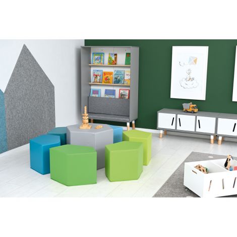 Set de pufuri LO1 masa si scaune, nuante albastru, gradinita si scoala - poza 4