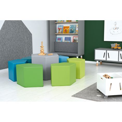 Set de pufuri LO1 masa si scaune, nuante albastru, gradinita si scoala - poza 5