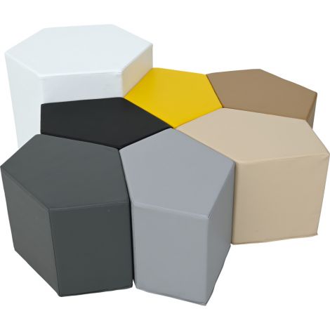 Set de pufuri LO2 masa si scaune, nuante gri-bej-galben, gradinita si scoala - poza 5