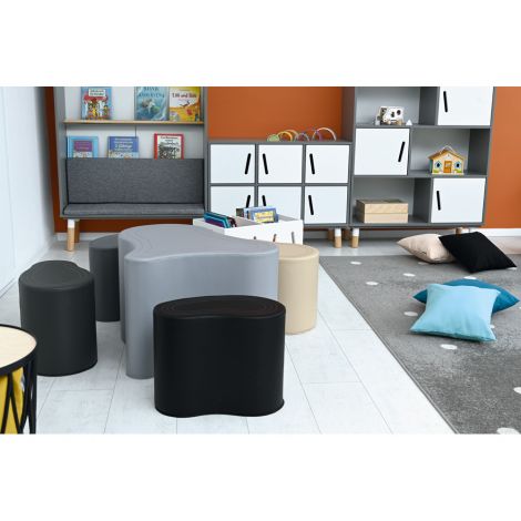 Set de pufuri LO3 masa si scaune, nuante gri-bej, gradinita si scoala - poza 4