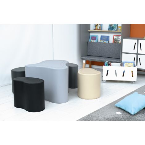Set de pufuri LO3 masa si scaune, nuante gri-bej, gradinita si scoala - poza 5