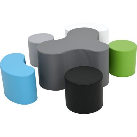 Set de pufuri LO4 masa si scaune, nuante albastru-gri-verde, gradinita si scoala - poza 2