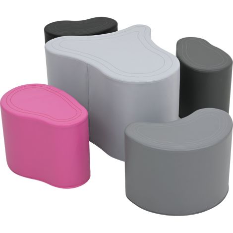 Set de pufuri LO5 masa si scaune, nuante gri-roz, gradinita si scoala - poza 1