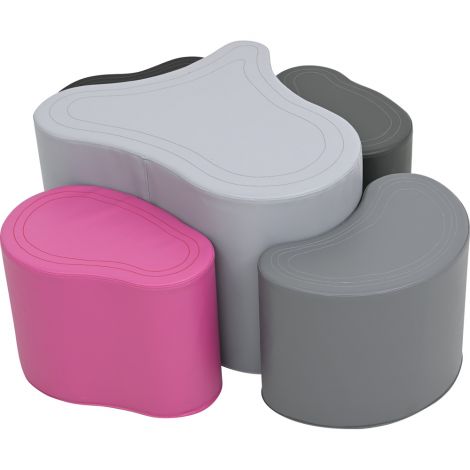 Set de pufuri LO5 masa si scaune, nuante gri-roz, gradinita si scoala - poza 3