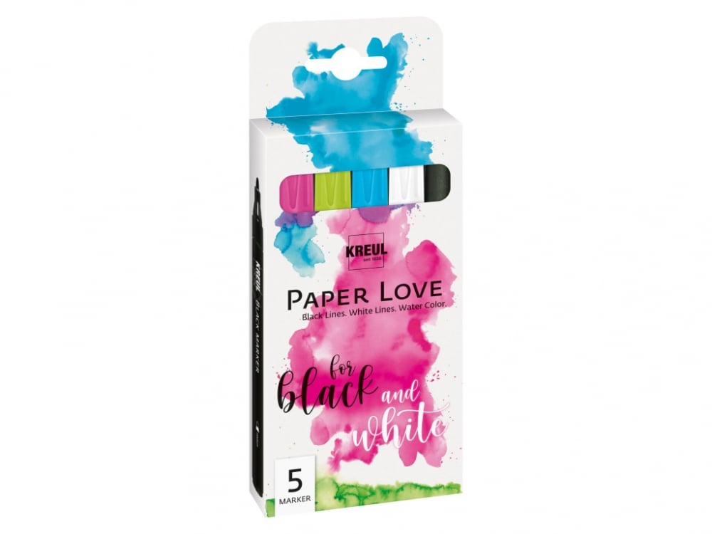 Set de scris pentru felicitari si lettering Markere Paper Love Kreul, 5 bucati set