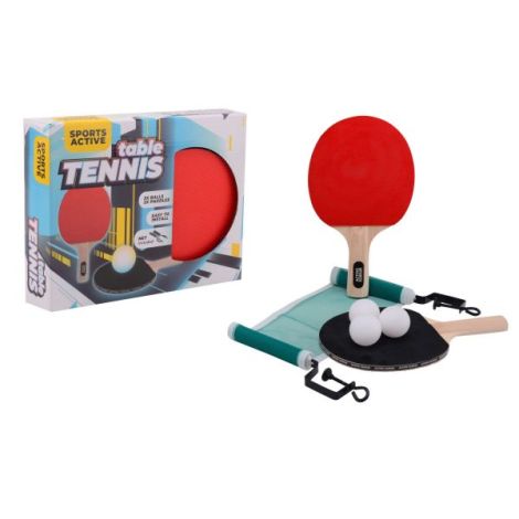 Set de tenis de masa cu 2 palete, 3 mingi de ping pong si fileu, Sports Active