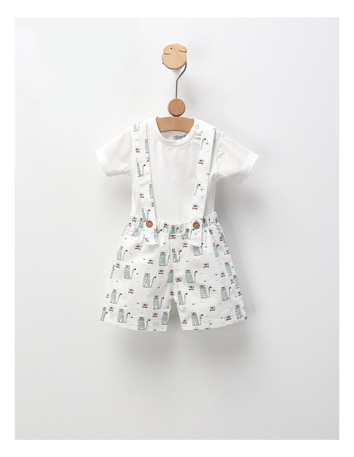 Set de vara, salopeta+tricou, alb-verde