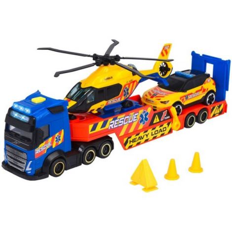 Set Dickie Toys Rescue Transporter 40 cm cu camion, masina, elicopter si accesorii - poza 1
