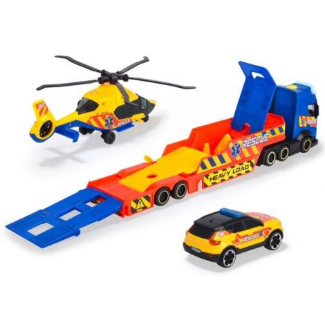 Set Dickie Toys Rescue Transporter 40 cm cu camion, masina, elicopter si accesorii - poza 2