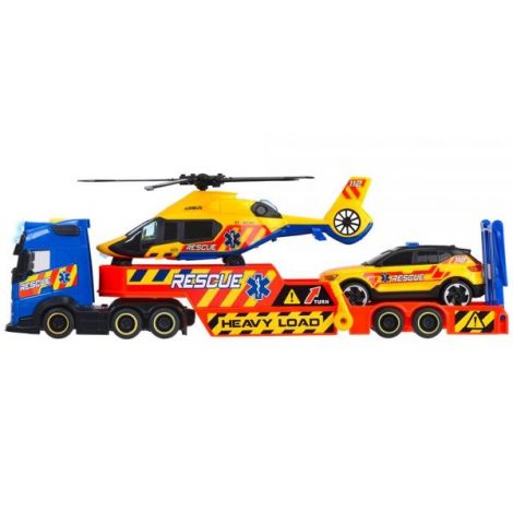 Set Dickie Toys Rescue Transporter 40 cm cu camion, masina, elicopter si accesorii - poza 3