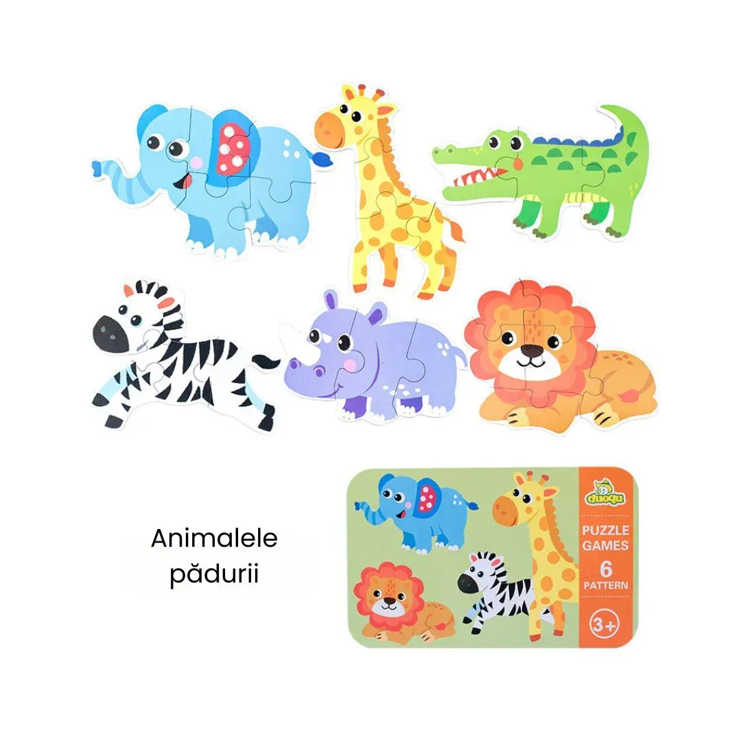 Set din 6 puzzle-uri pentru copii 3 ani+ - Animalele Pădurii