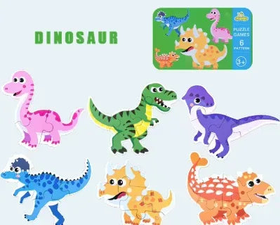 Set din 6 puzzle-uri pentru copii 3 ani+ - Dinozaur