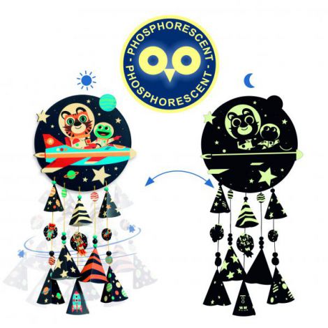 Set DIY Djeco, Mobil fluorescent, cu clopotei- Stele - poza 3