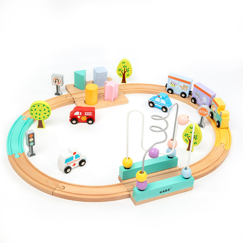 Set educativ tren magnetic lemn - construit, sorteaza, invata 3 ani+