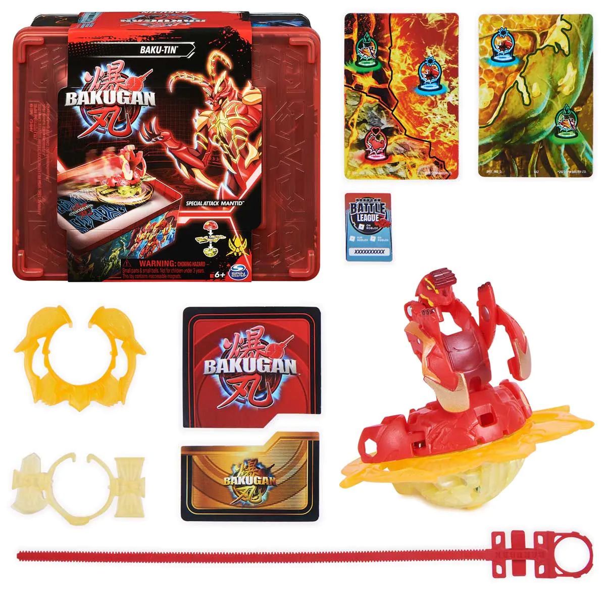 Set figurina cu accesorii in cutie de metal Bakugan Special Attack Mantid - poza 1