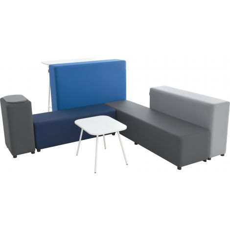 Set fotolii puf pentru sala de relaxare, asteptare, gradinita si scoala, Blocco 1, cu 2 masute - poza 1
