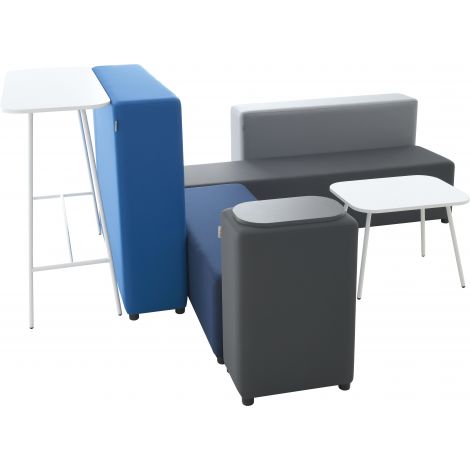 Set fotolii puf pentru sala de relaxare, asteptare, gradinita si scoala, Blocco 1, cu 2 masute - poza 2