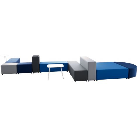 Set fotolii puf pentru sala de relaxare, asteptare, gradinita si scoala, Blocco 4, cu 2 masute - poza 1