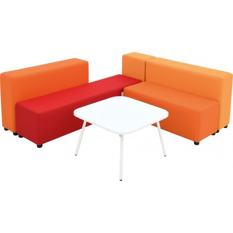Set fotolii puf pentru sala de relaxare, asteptare, gradinita si scoala, Blocco Mini 4, cu masuta - poza 1