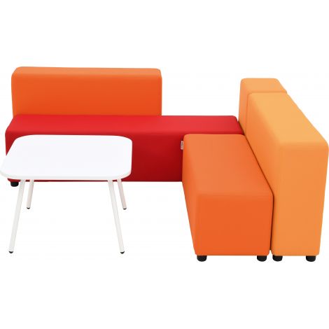 Set fotolii puf pentru sala de relaxare, asteptare, gradinita si scoala, Blocco Mini 4, cu masuta - poza 2