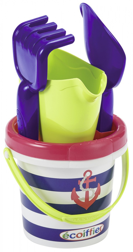 Set galetusa cu 3 ustensile pentru nisip, plastic,model ancora