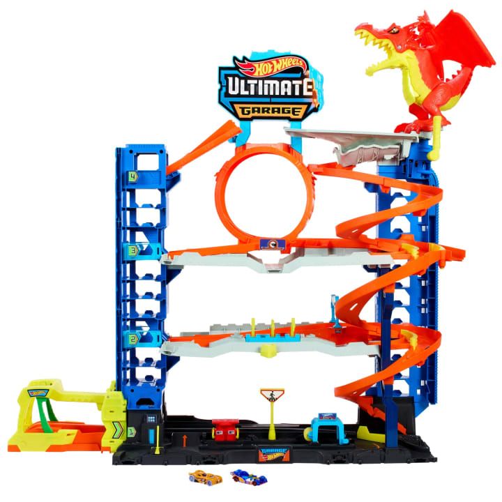 Set Garaj cu 2 masinute Hot Wheels City Ultimate Garage Dragon - poza 1
