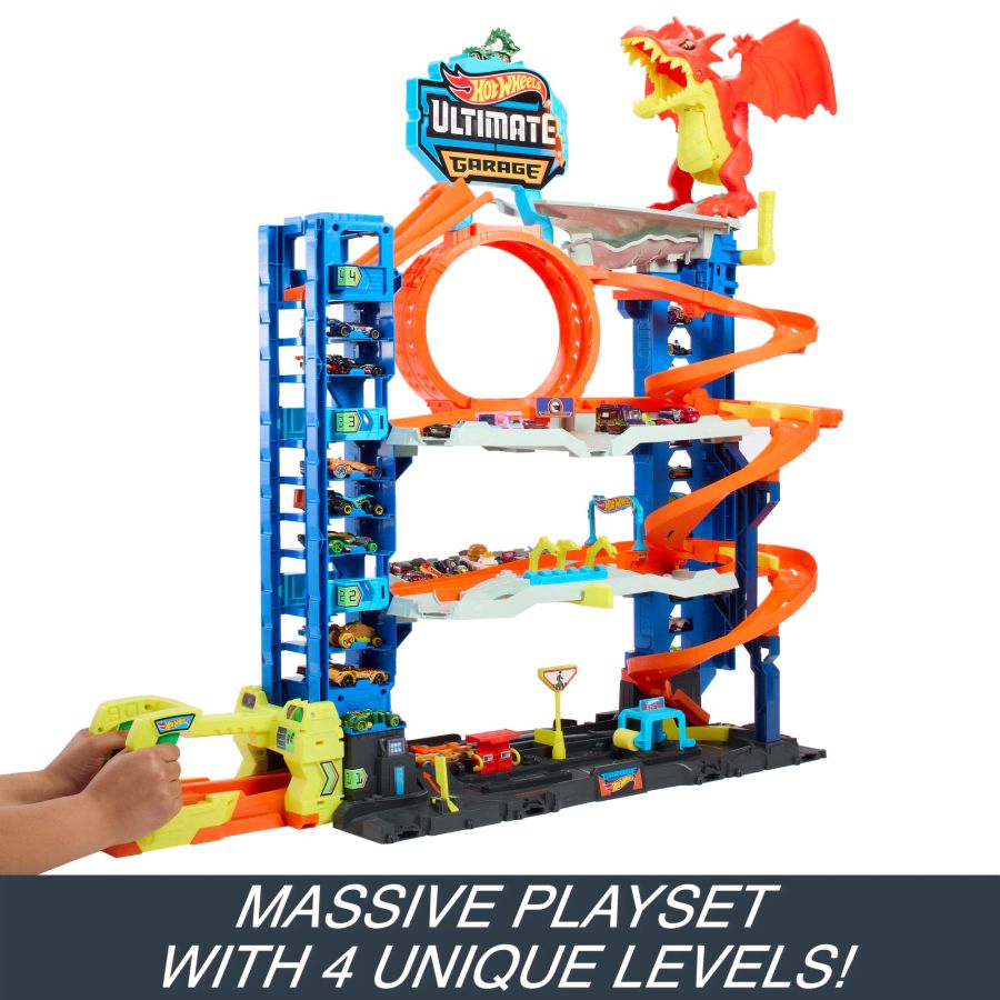 Set Garaj cu 2 masinute Hot Wheels City Ultimate Garage Dragon - poza 3