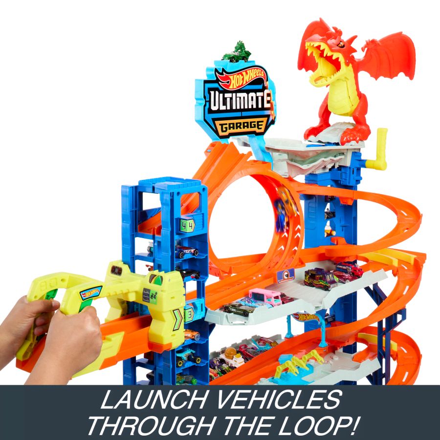 Set Garaj cu 2 masinute Hot Wheels City Ultimate Garage Dragon - poza 5