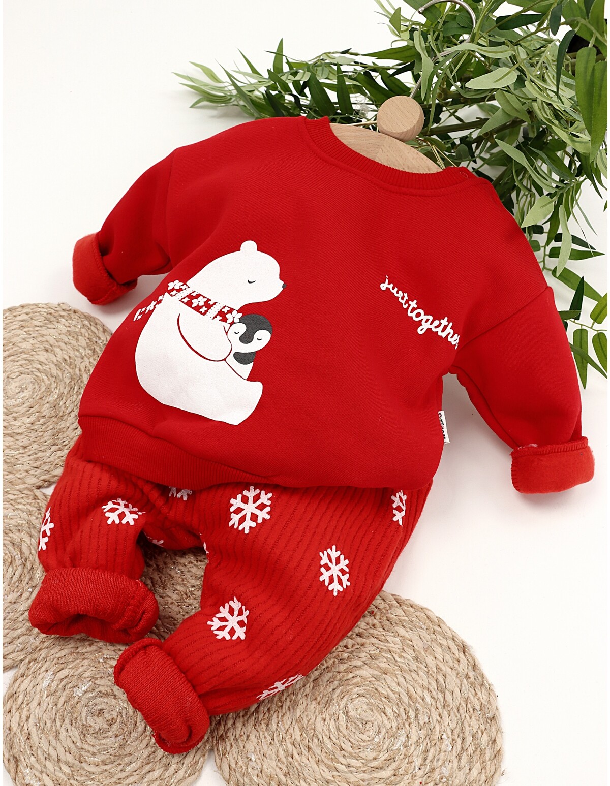 Set Iarna urs-pinguin model rosu