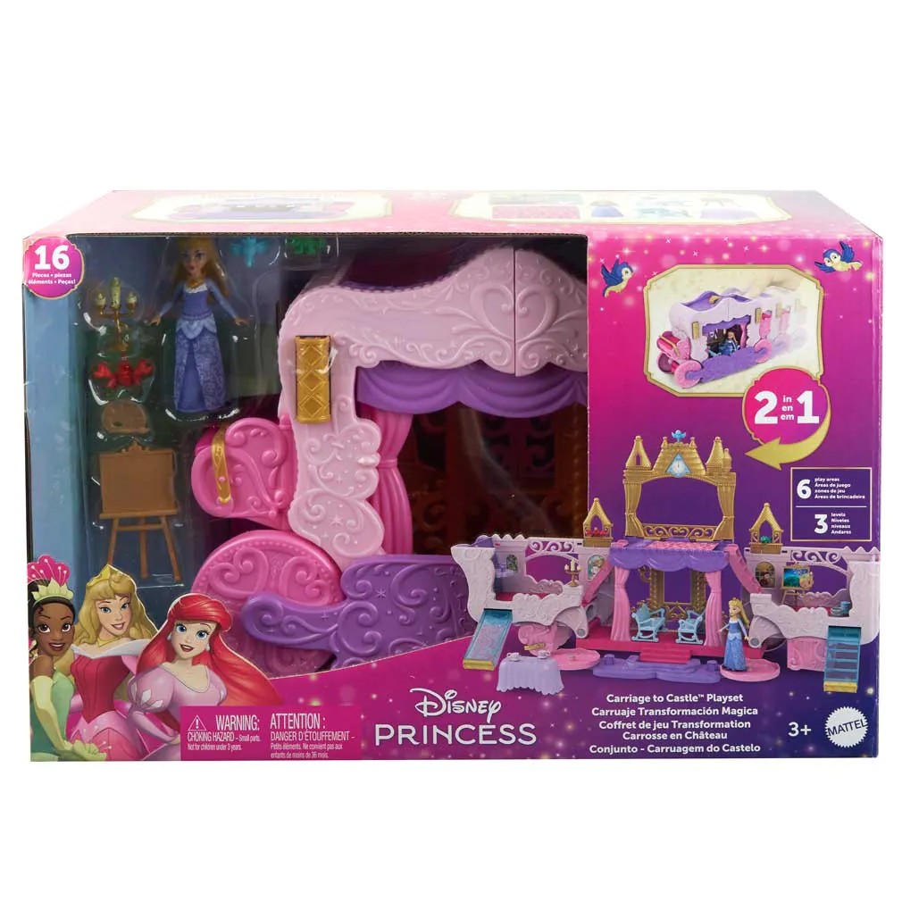 Set joaca Caleasca 2 in 1 cu mini papusa printesa Disney Princess - poza 2