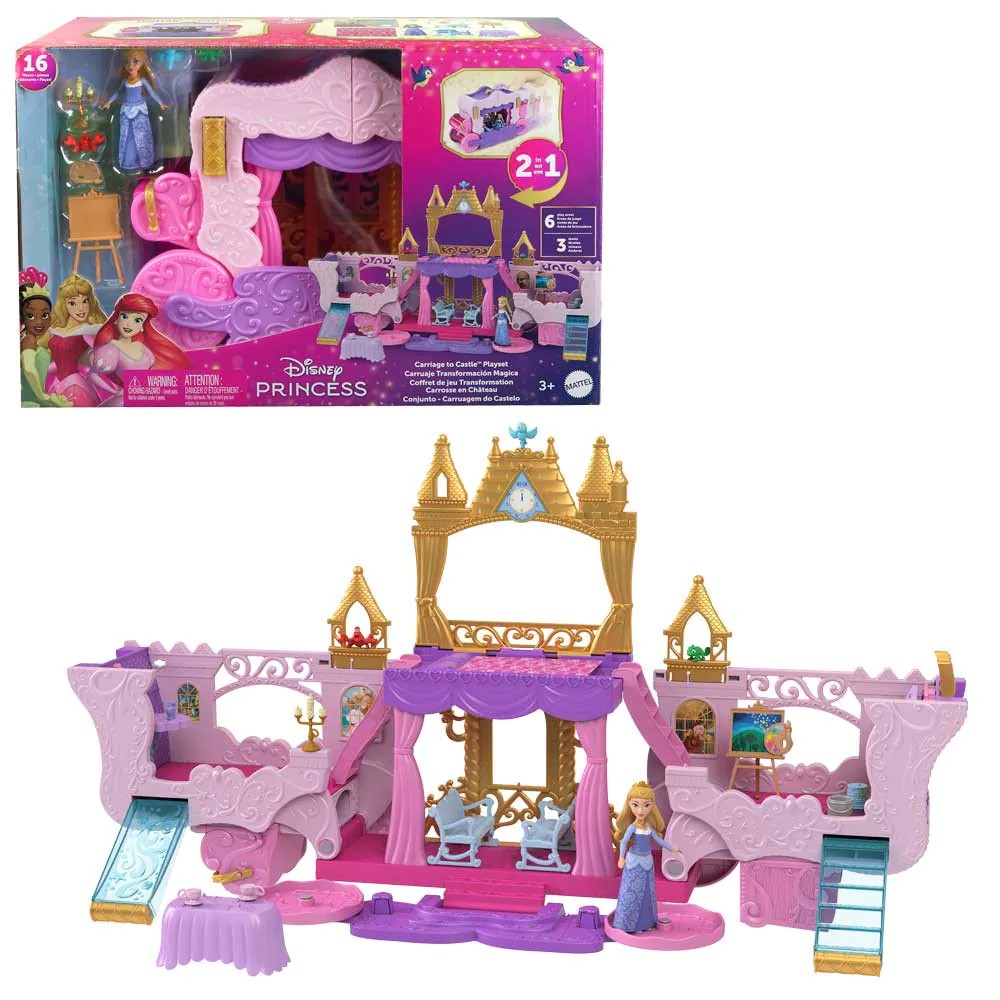 Set joaca Caleasca 2 in 1 cu mini papusa printesa Disney Princess - poza 5